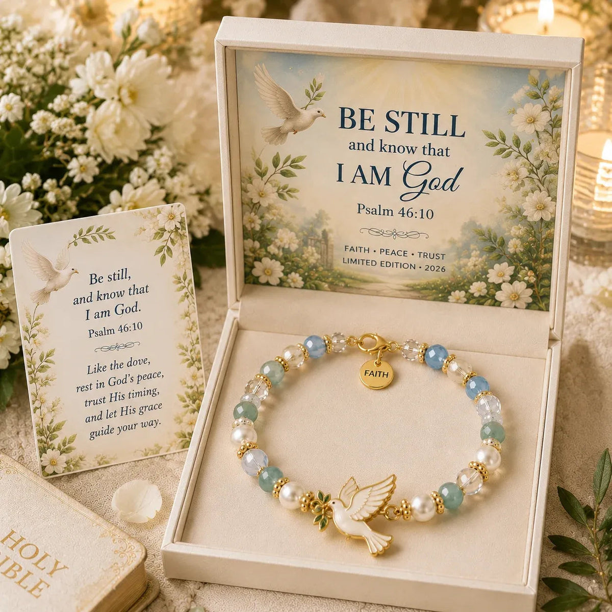 ✝️ Psalm 46:10 Faith Bracelet | Limited Edition 2026 Christian Jewelry with 7 Meaningful Nature Symbols 🤍