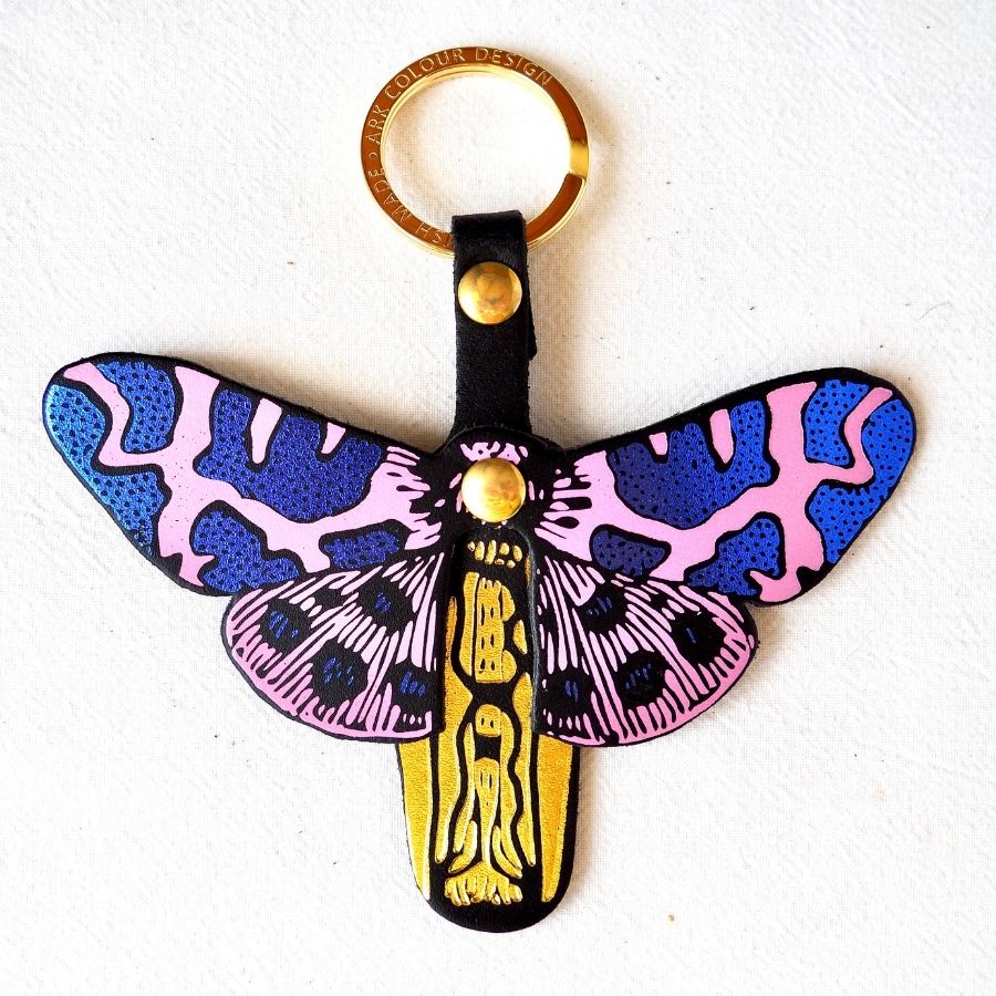 Leather Butterfly bag charm/keyring