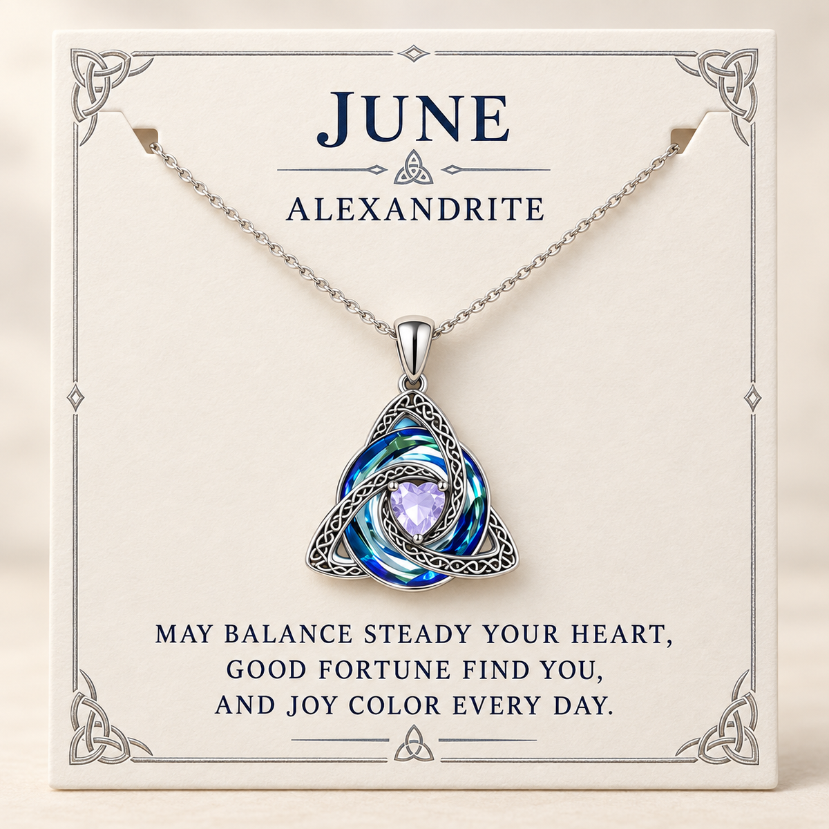 ✨Birthstone Celtic Trinity Knot Necklace – Meaningful Symbol of Love & Connection ❤️