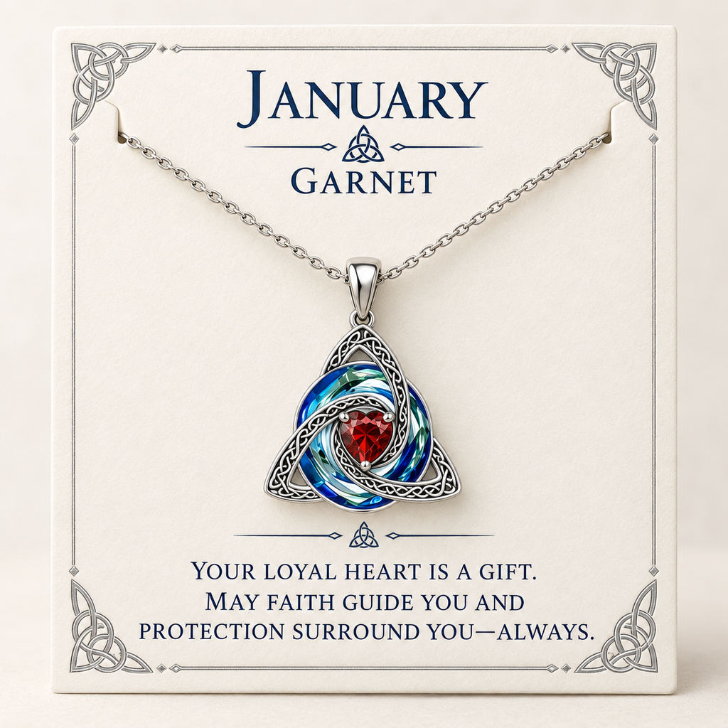 ✨Birthstone Celtic Trinity Knot Necklace – Meaningful Symbol of Love & Connection ❤️