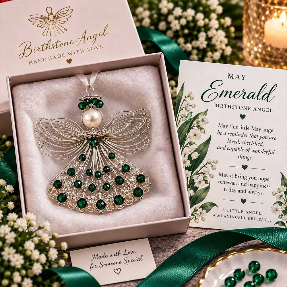  👼Handmade Birthstone Angel Wire Ornament |12 Meaningful Birthstone Colors with Keepsake Card ✨