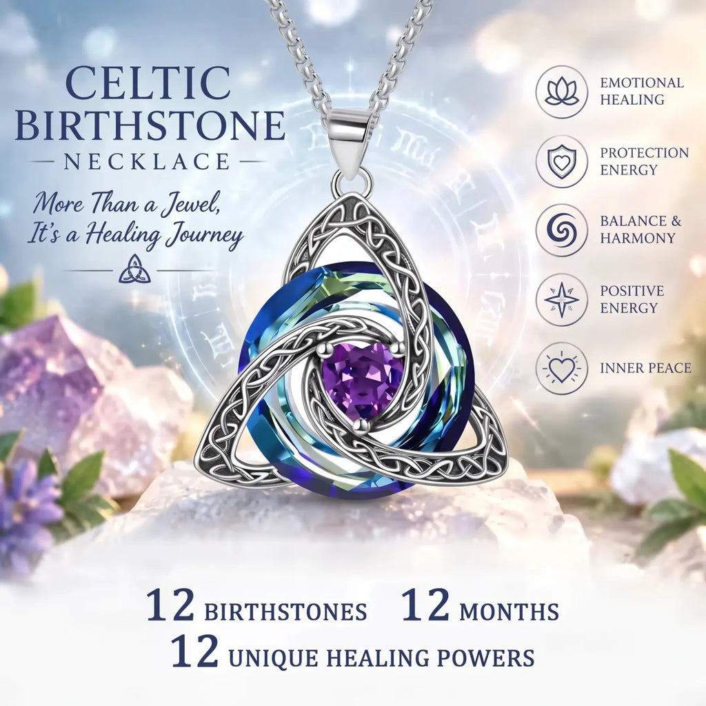 ✨Birthstone Celtic Trinity Knot Necklace – Meaningful Symbol of Love & Connection ❤️