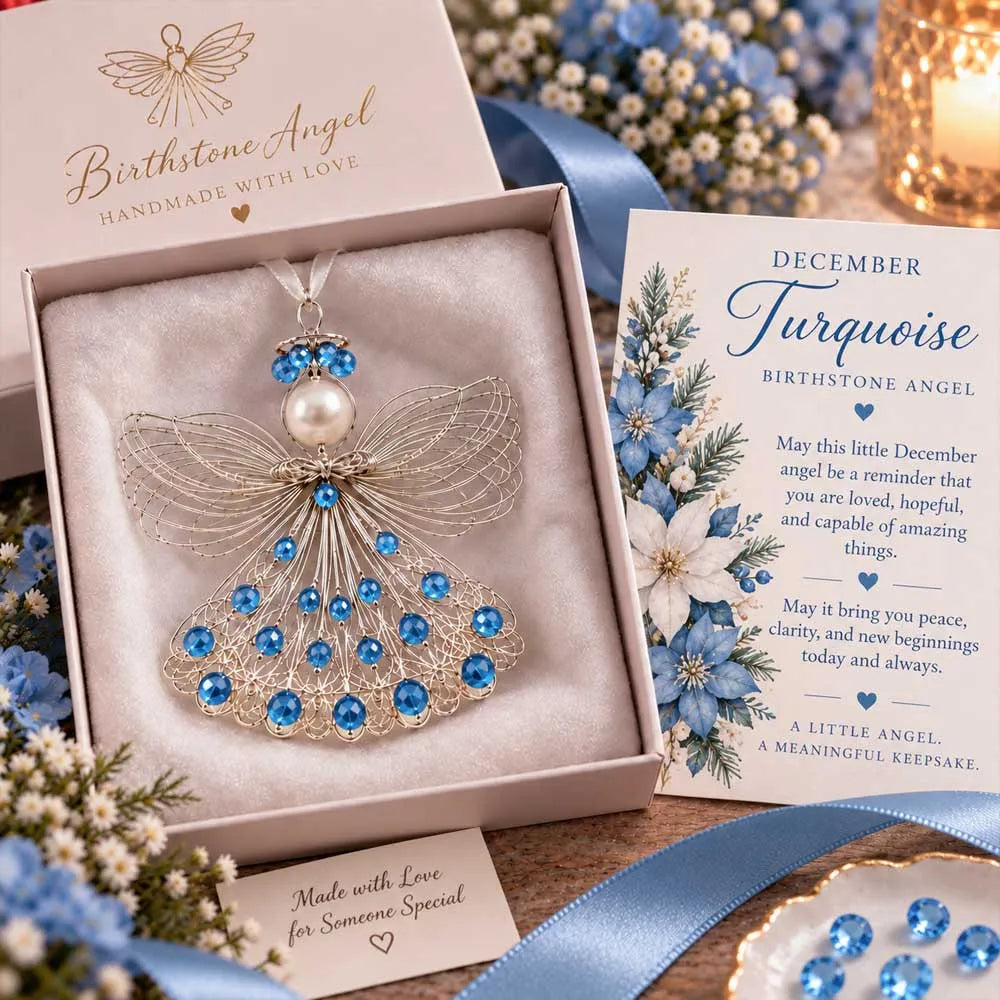  👼Handmade Birthstone Angel Wire Ornament |12 Meaningful Birthstone Colors with Keepsake Card ✨