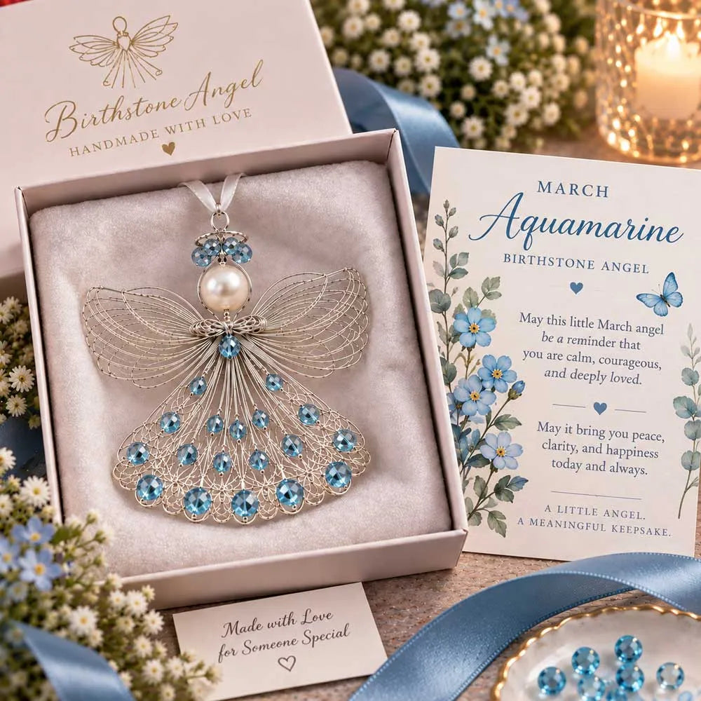  👼Handmade Birthstone Angel Wire Ornament |12 Meaningful Birthstone Colors with Keepsake Card ✨