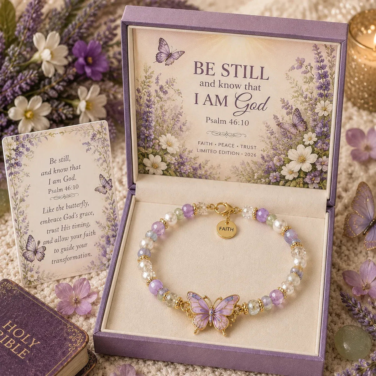 ✝️ Psalm 46:10 Faith Bracelet | Limited Edition 2026 Christian Jewelry with 7 Meaningful Nature Symbols 🤍