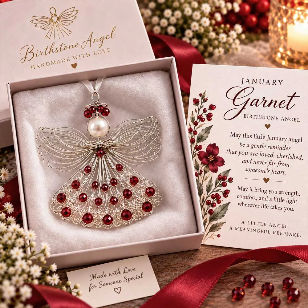  👼Handmade Birthstone Angel Wire Ornament |12 Meaningful Birthstone Colors with Keepsake Card ✨