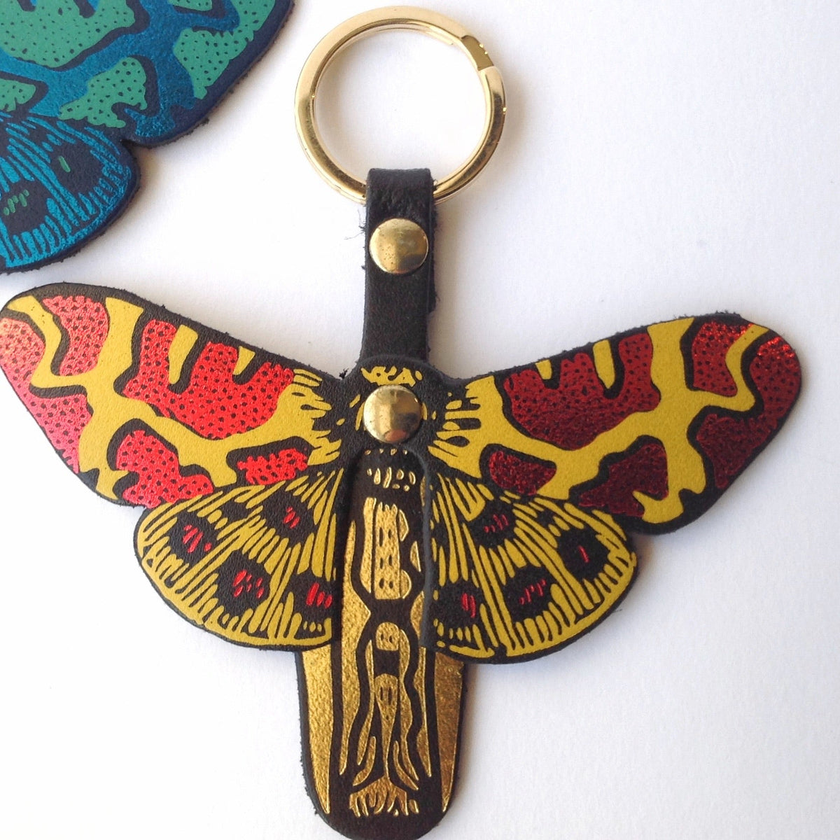 Leather Butterfly bag charm/keyring