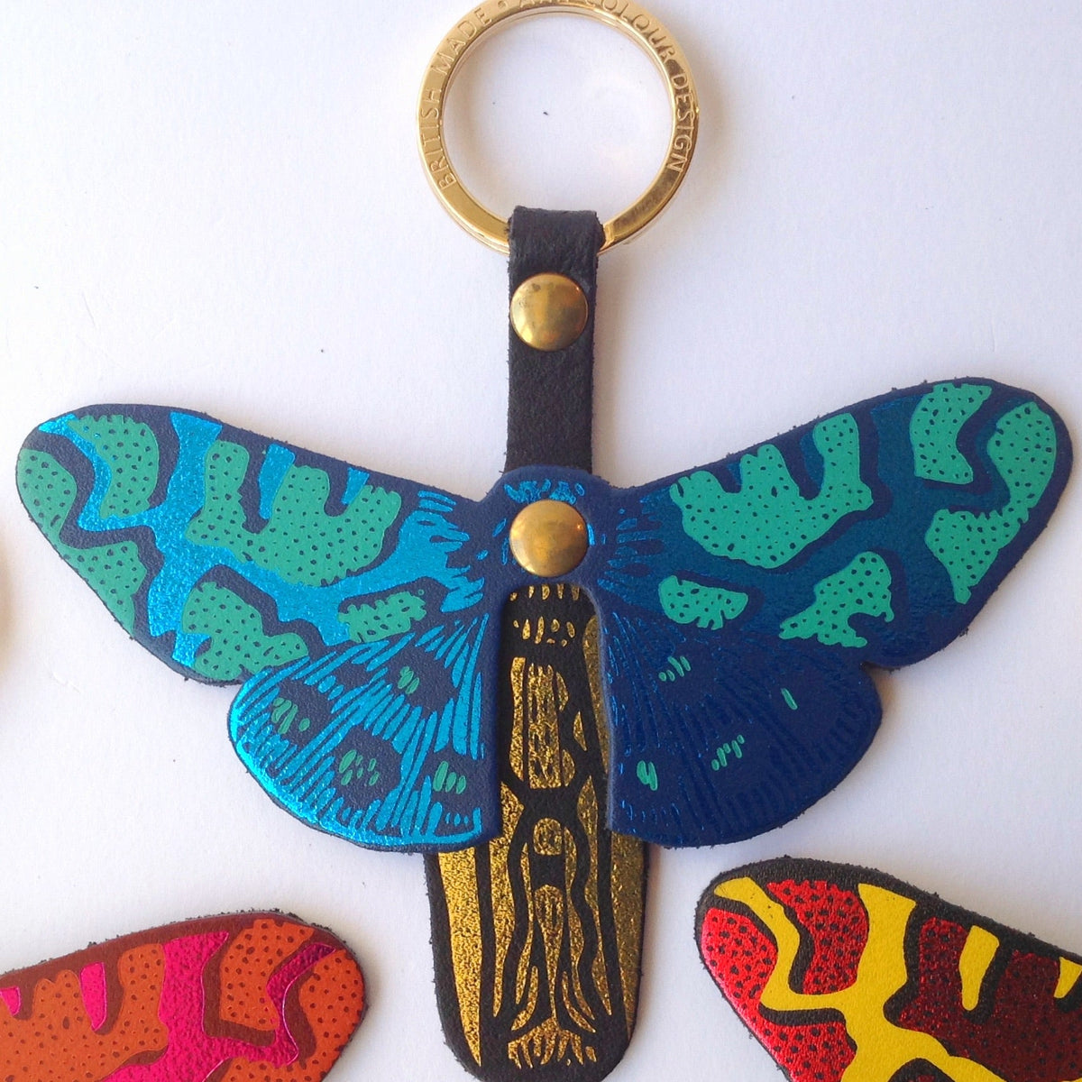 Leather Butterfly bag charm/keyring